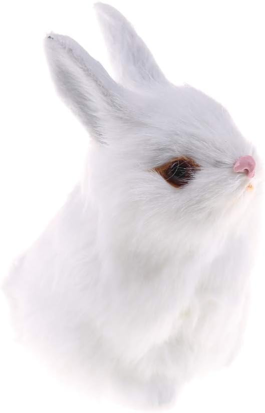Mini Realistic Cute Plush Rabbits Fur Lifelike Animal Easter Bunny Simulation Toy Model Gift Miniatures Decorations (Rabbit Plush Toys-B)