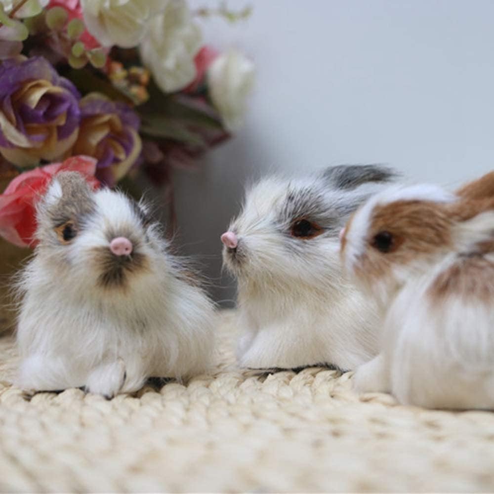 Mini Simulation Rabbits, Realistic Cute Plush Rabbits Lifelike Plush Bunny Realistic Rabbit Miniatures, White Rabbits Home Party Decors Model Gift Miniatures Decorations