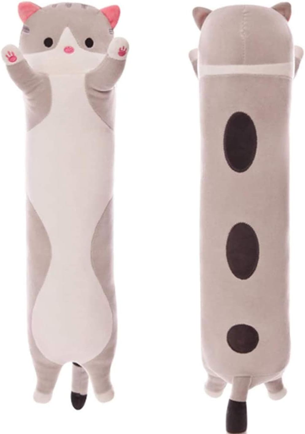 Lovely Plush Cat Doll Cute Cartoon Soft Stuffed Kitten Pillow Long Throw Sleeping Pillow Doll Toy Gift for Kids Girlfriend Multiple Size (Grey,50cm/19.6in)