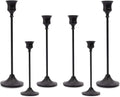 Matte Black Taper Candle Holder Set of 6, Tall Candlestick Holders, Metal Vintage Candle Stickers Long Holder Set, Pillar Decorative Candle Holder Fits 3/4 Inch Candle for Wedding, Dinner, Party…