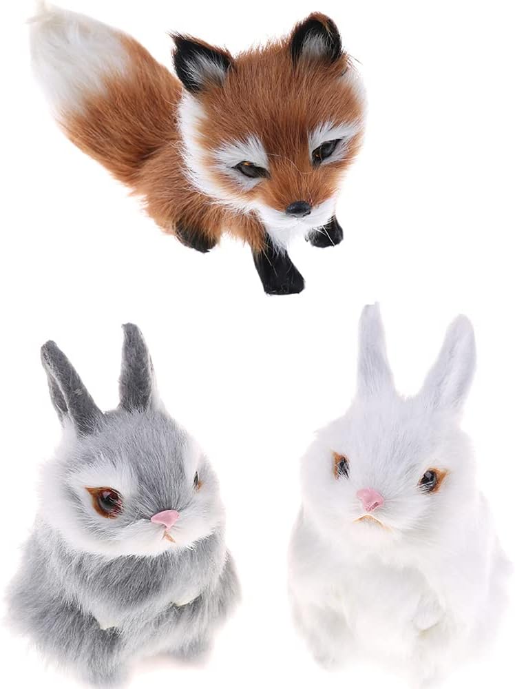 Mini Realistic Cute Plush Rabbits Fur Lifelike Animal Easter Bunny Simulation Toy Model Gift Miniatures Decorations (Rabbit Plush Toys)
