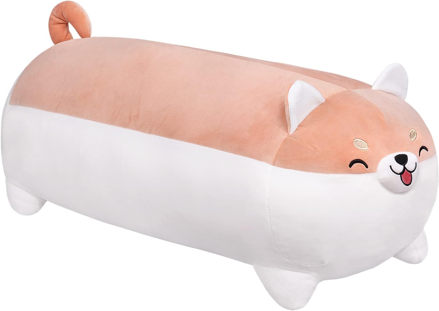 Auspicious beginning 27.6'' Shiba Inu Plush Toy Anime Smiling Corgi Kawaii Long Plush Dog Soft Hugging Body Pillow, Big Stuffed Animal Plush Doll Gifts