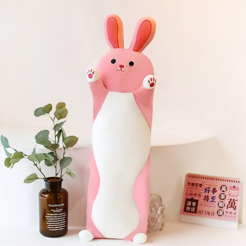 Soft Pink Bunny Plush Rabbit Doll, 27.6in Hugging Pillow Toy Gift for Kids & Girlfriend