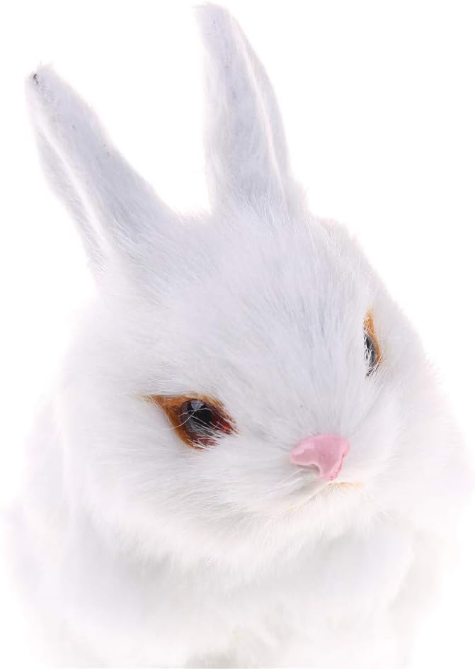 Mini Realistic Cute Plush Rabbits Fur Lifelike Animal Easter Bunny Simulation Toy Model Gift Miniatures Decorations (Rabbit Plush Toys-B)