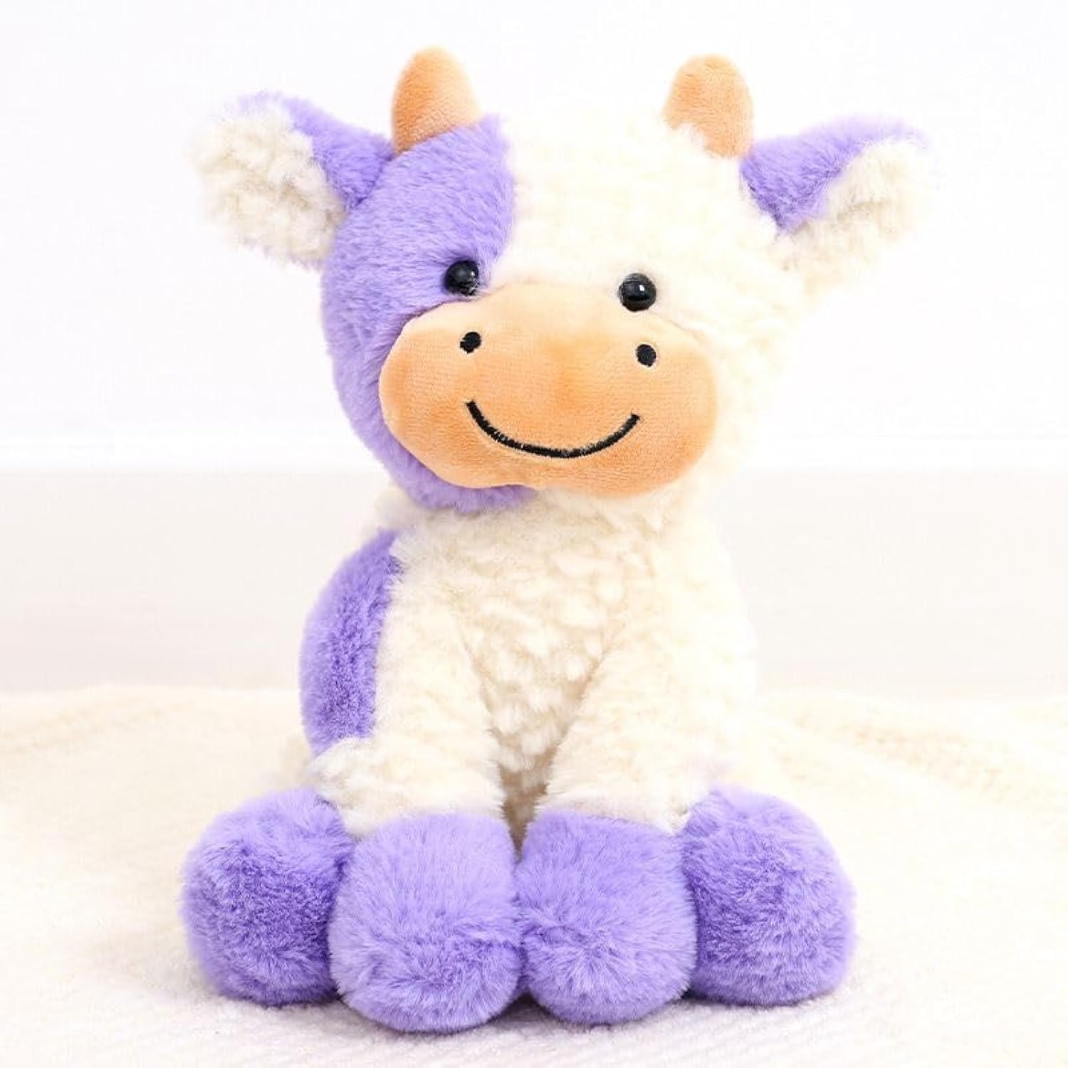 Cute Cow Plush Doll Toy 9 inch for Girls Boys (Siting Cow Purple)