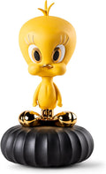 Porcelain Figure Tweety in Yellow with Matte Gold Luster Details. Decorative Figure of The Famous Looney Tunes Character