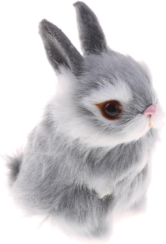 Mini Realistic Cute Plush Rabbits Fur Lifelike Animal Easter Bunny Simulation Toy Model Gift Miniatures Decorations (Rabbit Plush Toys)