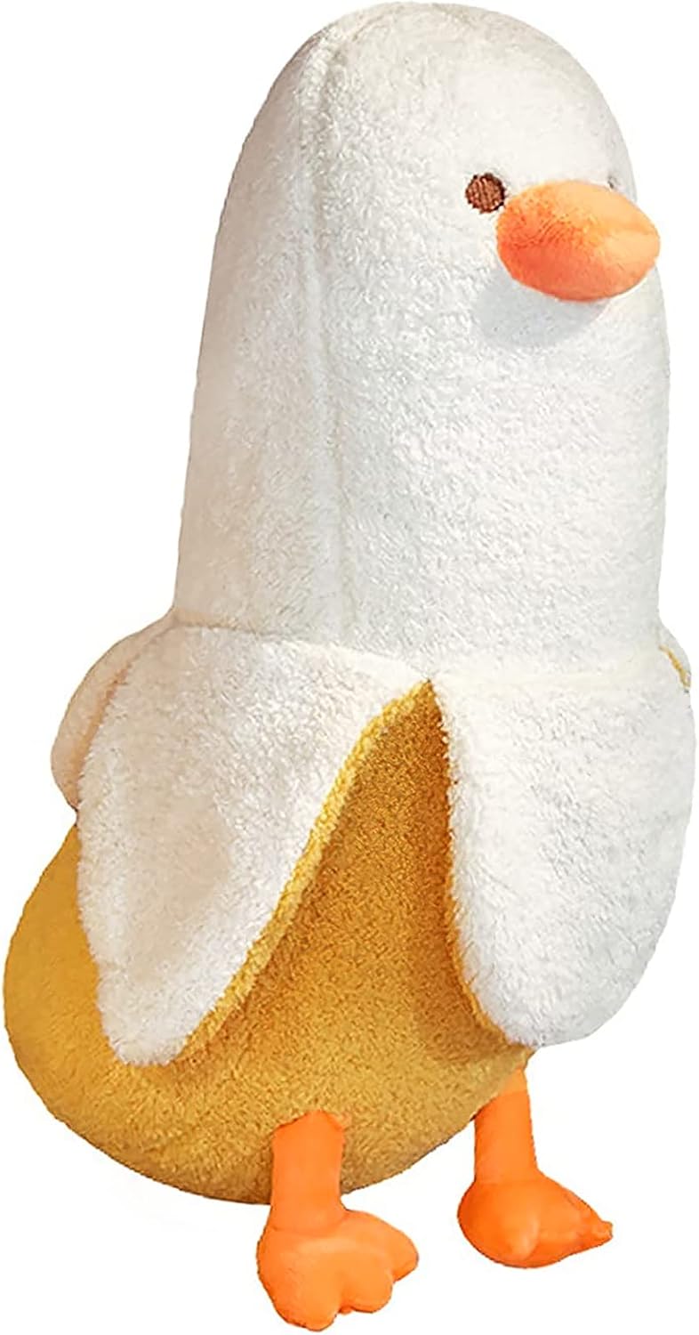 Banana Duck Plush Toy Cute Plushie Hugging Plush Pillow Duck Stuffed Animal for Girls and Boys White 12"