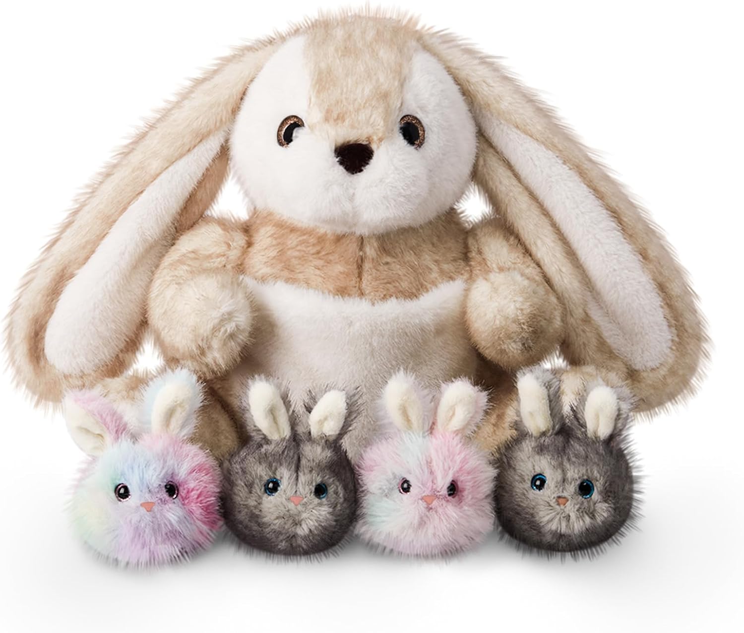 20" | 5Pcs Bunny Stuffed Animals Family Set, Mommy Rabbit Plush with 4 Babies Toys, Cute Large Body Pillow for Girls Boys Adults with Easter Birthday Party Presents