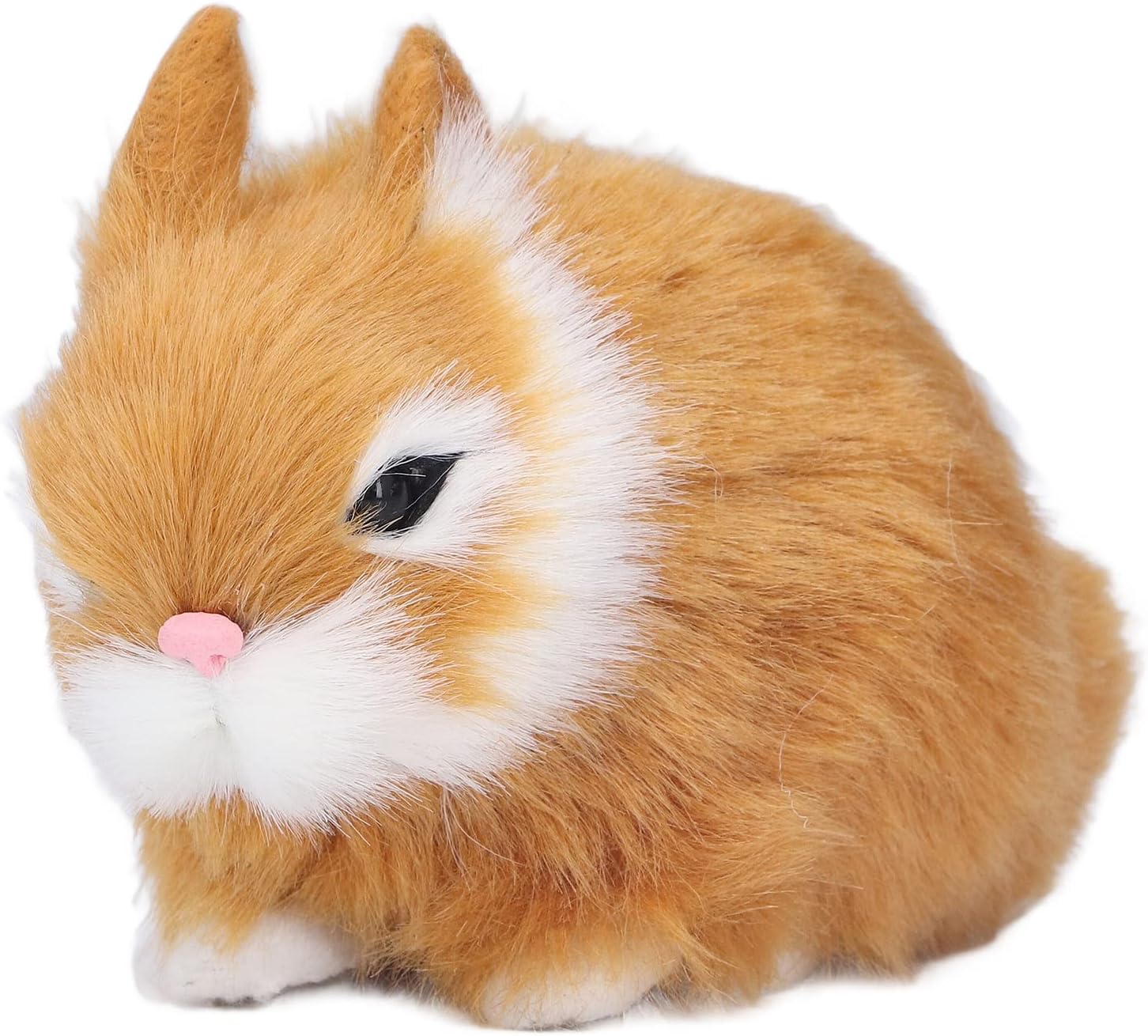 Bunny Stuffed Animal, Miniature Plush Rabbits, Realistic Plush Easter Rabbits, Furry Bunny Keychain, Soft Figurine Bunny for Table Decoration Gifts Stuffed Animal (Orange)