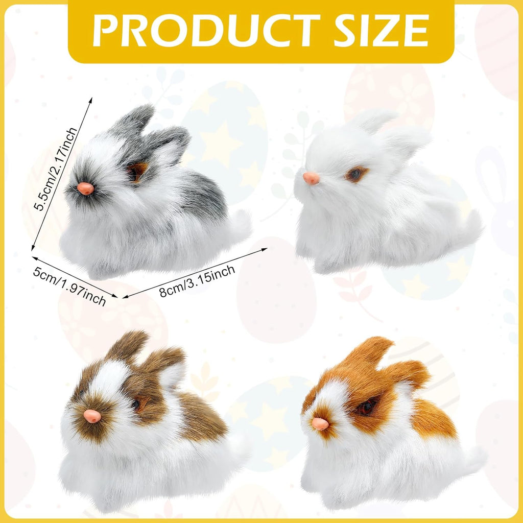 8 Pack Easter Plush Bunny Set Mini Realistic Cute Rabbits Lifelike Animal Decorations Furry Rabbit Figurine for Easter Home Decor Birthday Gift(Multicolor)