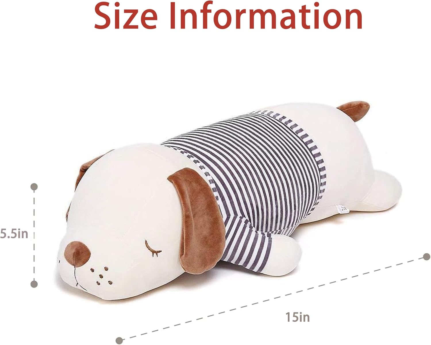 15" | 1.9 Pound Plush Puppy Weighted Stuffed Animal Soft Plush Toy Dog Cute Cuddle Hugging Pillow, Body Pillow Birthday Gift for Kids Adults Girls Boys