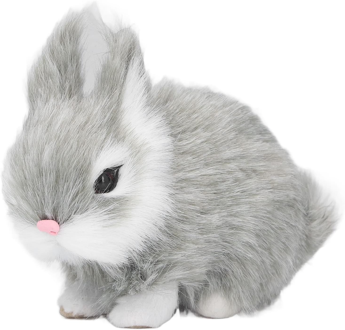 Miniature Plush Rabbits Soft Figurine Bunny Plush Plastic Plush Rabbits Figurine for Table Decoration Gifts(Grey)