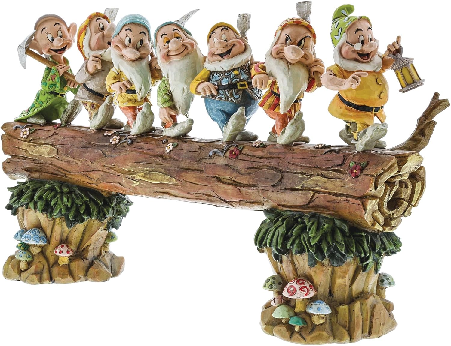 by  Snow White and The Seven Dwarfs Standing on Log Figurine, 8.25 Inch, Multicolor